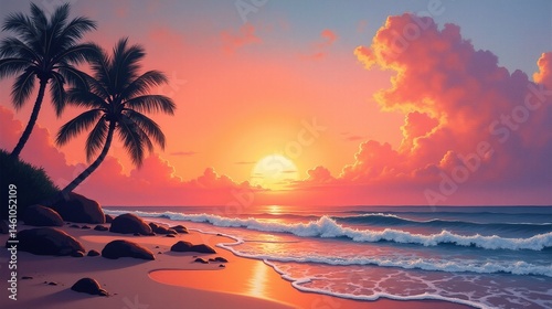 Horizon Glow: Beach at Dusk