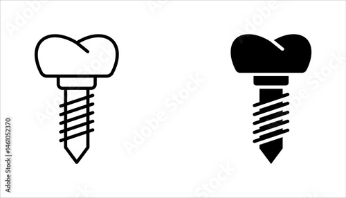 Dental implant icon set. Teeth health dentistry logo. Dental emblem. Tooth care pictogram. vector illustration on white background