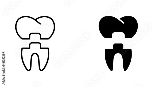Dental implant icon set. Teeth health dentistry logo. Dental emblem. Tooth care pictogram. vector illustration on white background
