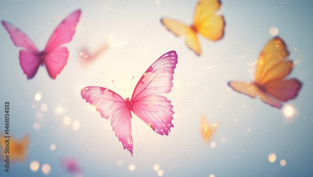 Delicate butterflies in flight, ethereal beauty
