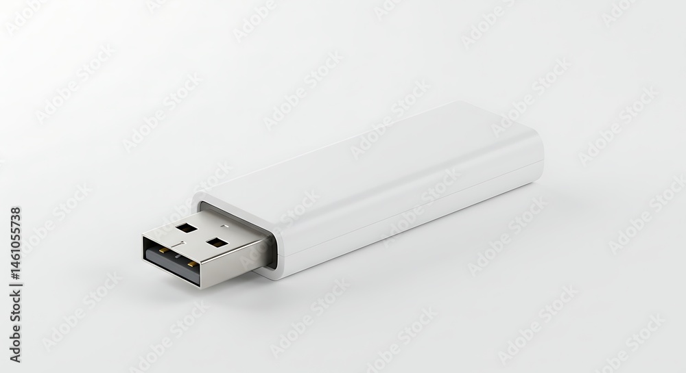 White usb drive flash memory stick storage device data transfer portable technology computer accessory on transparent background White usb drive flash memory stick storage device data transfer portable technology computer accessory on transparent background