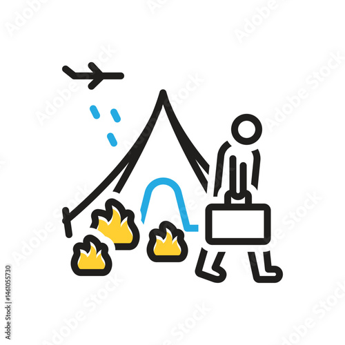 Multi color icon for refugee