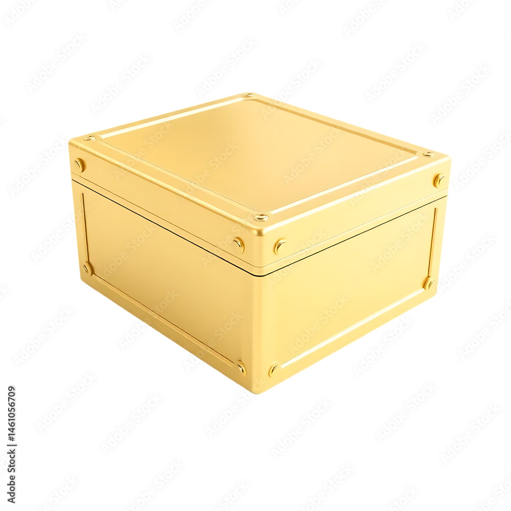 Golden Luxury Box 3D Rendered on Transparent Background Golden Luxury Box 3D Rendered on Transparent Background