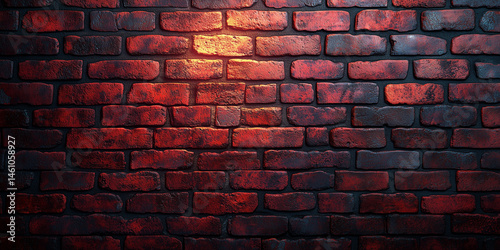 A photorealistic image of an old red brick wall with a dark gradient background, perfect for creating a textured and rustic atmosphere in your design projects. 