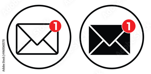 Email notification icon set. Email Envelope Icon with Notification Badge. email sign and symbol. Envelope icon on a white background
