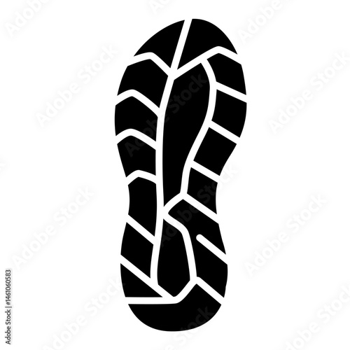 Shoe Print Vector - Single Sport Shoe Sole Silhouette on white background