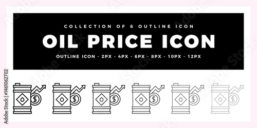 Pack of 6 Outline Vector Oil Price icon