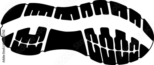 Shoe Print Vector - Isolated Sport Shoe Sole Black Silhouette