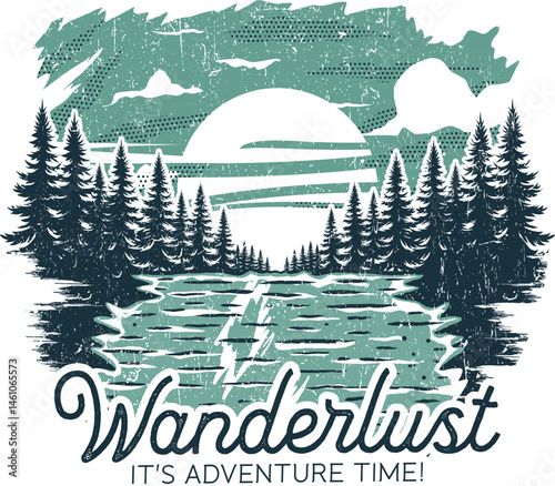 Wanderlust adventure time travel t shirt design vector art illustration