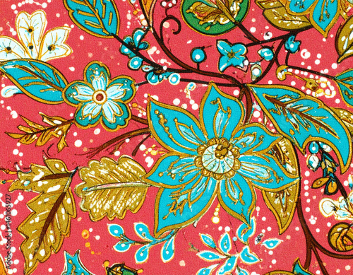 Traditional batik fabric with intricate patterns.