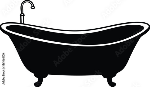 freestanding bath silhouette vector illustration