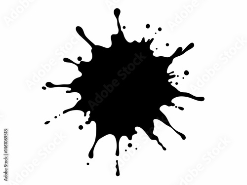 paint splatter silhouette vector, black paint splashes vector illustration