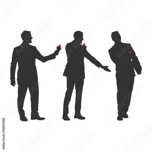 Male News Reporter Reporting News, Anchor, Anchoring black silhouette illustration vol 02