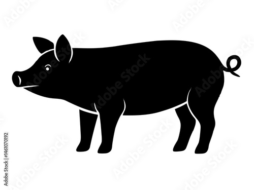 Pig silhouette vector, Pig icon vector illustration