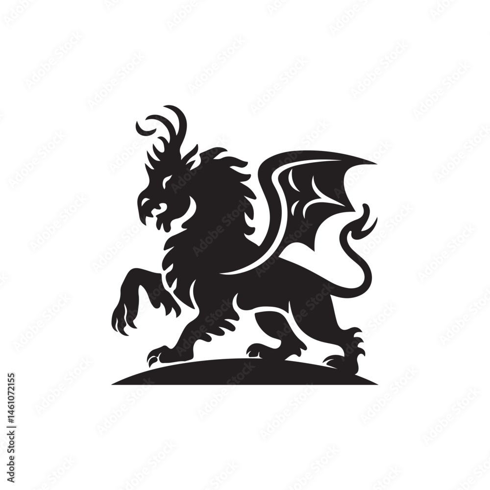 mythical mythical silhouette vector isolated design illustration on a white background mythical mythical silhouette vector isolated design illustration on a white background