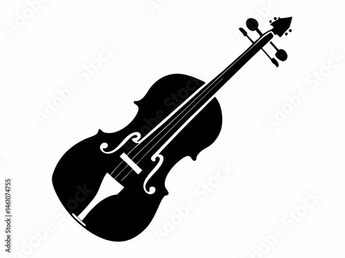 Violin black simple  silhouette  vector,Violin icon