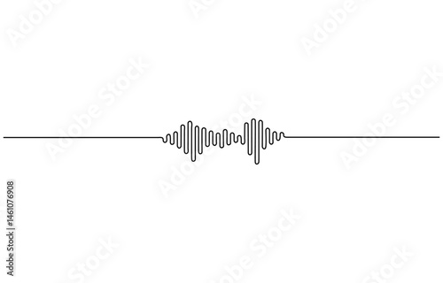 Sound wave continuous single line drawing. Vector illustration, One line drawing of sound wave. Continuous linear sketch .Doodle vector illustration, red and blue waving line.