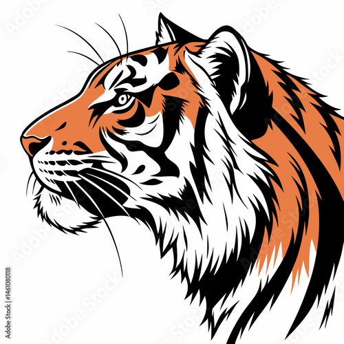 head of tiger vector on white background