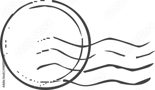 Post stamp air mail postage rubber vintage frame, seal. Line retro textured blank postmark border template. Grunge circle airmail print, design element.