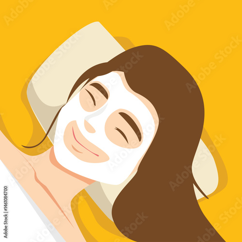 woman using face mask. using face sheet mask