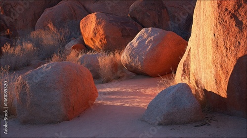 Sunlit desert rocks