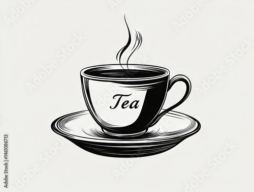 coffee cup icon, tea line icon on white background , logo of tea cup on white background 