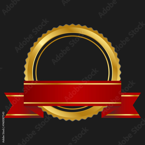 Golden Shields, Badges, and Ribbons for Premium Recognition and Award Designs