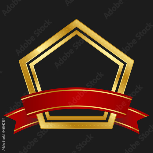 Golden Shields, Badges, and Ribbons for Premium Recognition and Award Designs