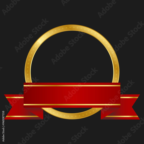 Golden Shields, Badges, and Ribbons for Premium Recognition and Award Designs