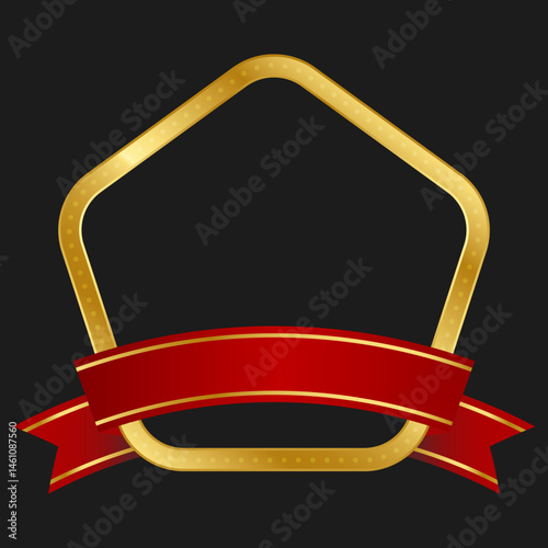 Golden Shields, Badges, and Ribbons for Premium Recognition and Award Designs