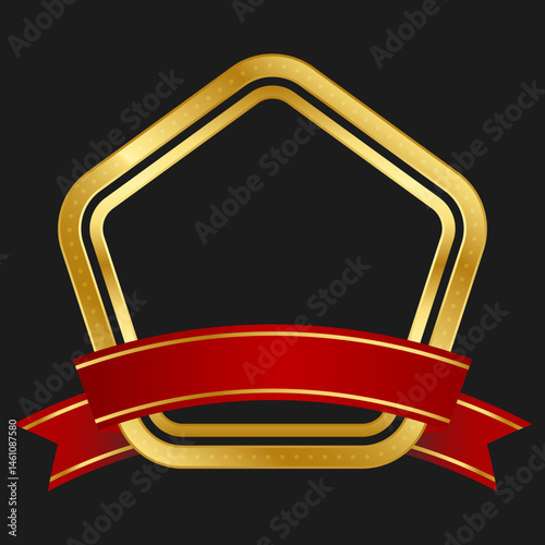 Golden Shields, Badges, and Ribbons for Premium Recognition and Award Designs