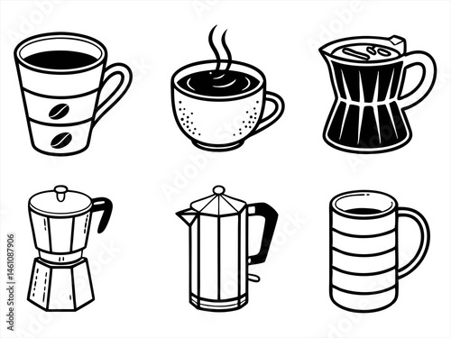 mug icon set sihouette black vector bundle