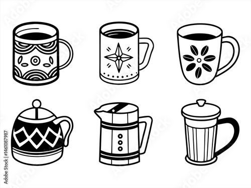 mug icon set sihouette black vector bundle