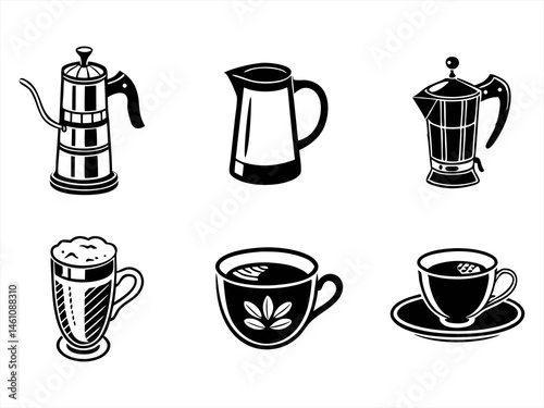 mug icon set sihouette black vector bundle