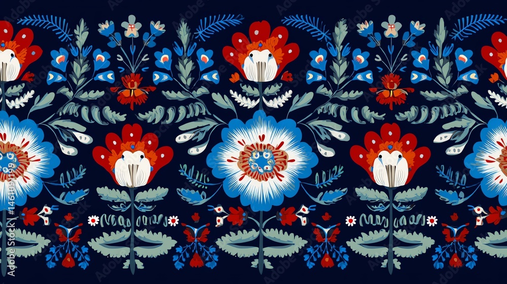 Colorful floral pattern design on a dark background, perfect for various projects.