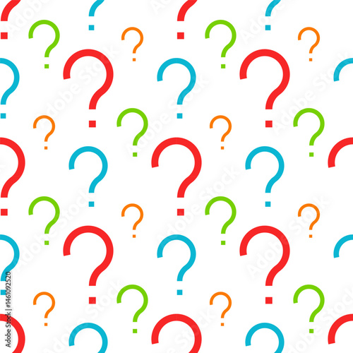 Colorful question mark seamless pattern on a white background
