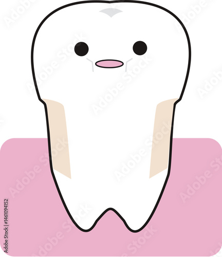 くさび状に欠損している歯のコミカルなイラスト