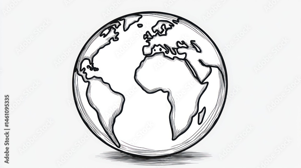Simple line drawing of Earth globe Simple line drawing of Earth globe