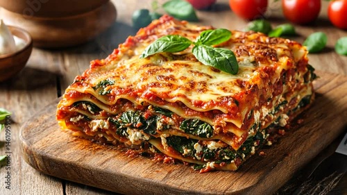 Authentic Italian Lasagna with Spinach and Cheese Delight: Mouthwatering Culinary Experience