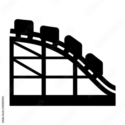 Silhouette of a thrilling roller coaster ride with steep drops and loops
