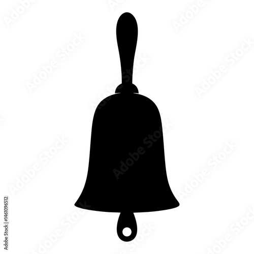 Silhouette of a Traditional Bell with Handle and Hanging Clapper