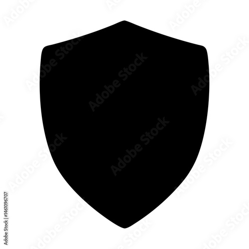 Black shield representing security and protection on a white background, centered