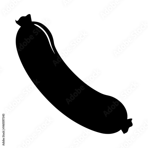 Silhouette of a sausage with tied ends, delicious food illustration icon