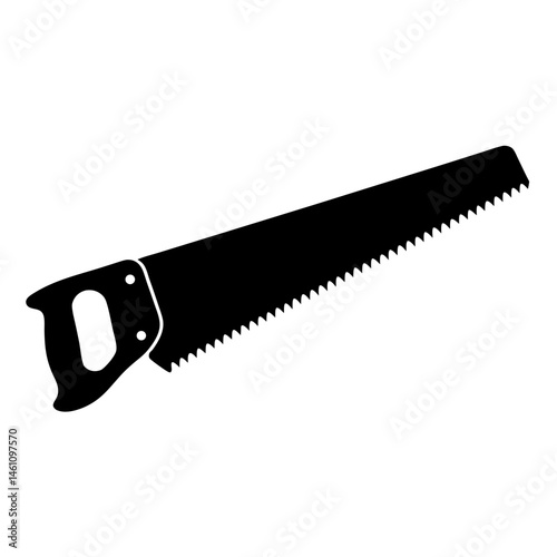 Black and White Hand Saw Illustration for Carpentry or Construction Projects