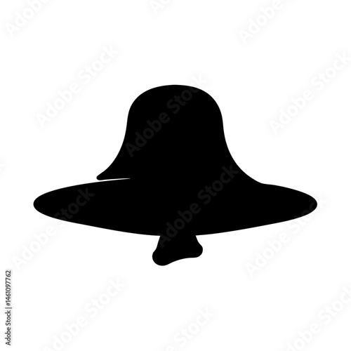 Solid Black bell like object with a wide brim silhouette design