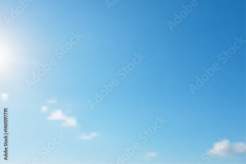 Azure Sky Background. A serene expanse of clear blue sky, punctuated by minimal wispy white clouds and the radiant glow of the sun.  Perfect for backgrounds, adding a touch of calmness and optimism.