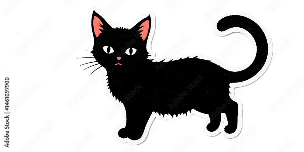 Obraz premium Adorable Outline Cat Sticker Design for Creative Projects