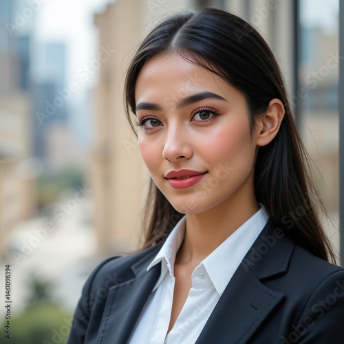 Portrait of a beautiful hispanic businesswoman in a business suit.
