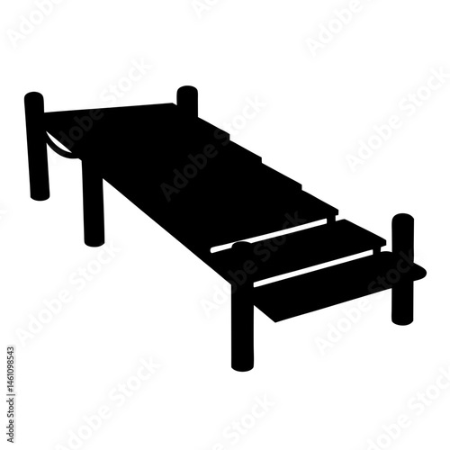 Silhouette image showing a raised platform with short steps and support posts