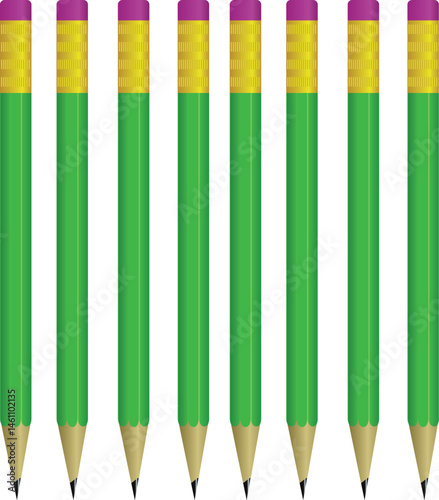 Colored pencils on white background